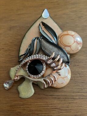 Surrealist Handmade Artisan Assemblage Brooch/ Pin